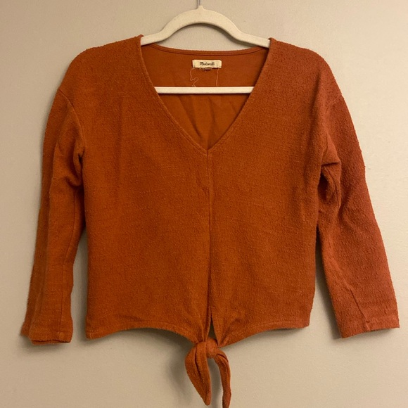 ⭐️ Madewell Textured Rust knot front Cropped Too size xs - Picture 1 of 9